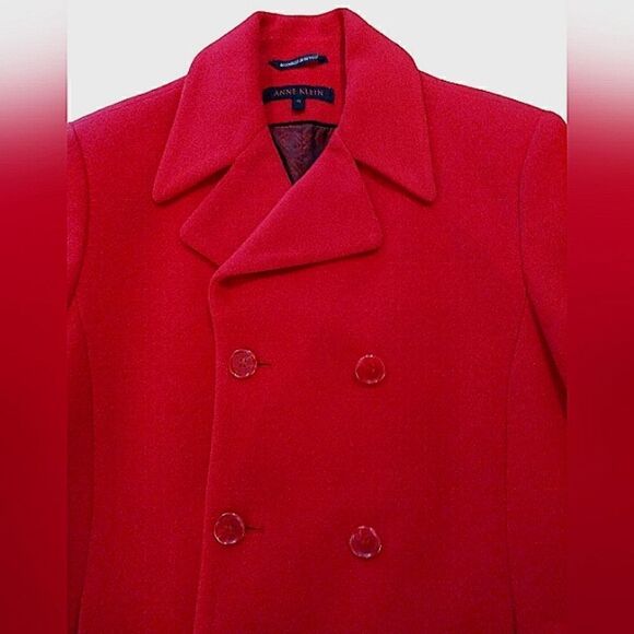 Anne Klein Lambswool Cashmere Coat Double Breasted SZ 10 EUC - Picture 4 of 16
